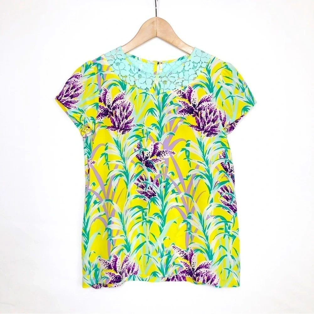 Kate spade New York, Roslyn, California, calling floral, silk lace blouse